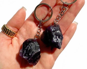 Amethyst - TRANQUILITY - Raw Amethyst Keychain - Amethyst Keychain - Accessories - Crystal Keychain - Anxiety Relief - Stress Relief - Gift