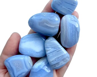 Blue Lace Agate - COMMUNICATION - Tumbled Blue Lace Agate - Healing Crystal - Throat Chakra - Chakra Crystals - Calming - Stress Relief