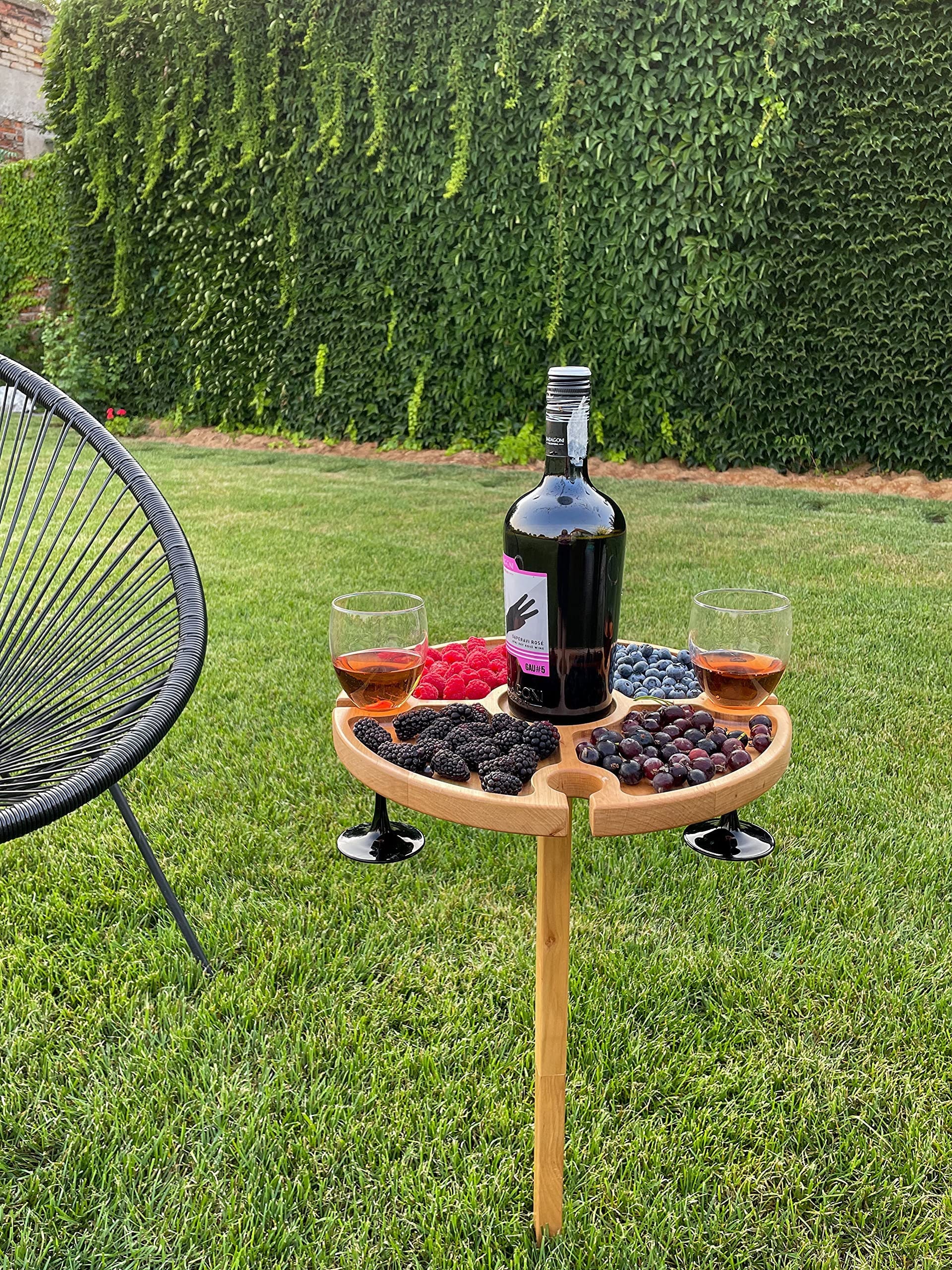 Portable Folding Wine Picnic Table for Outdoors Small Wooden Table With