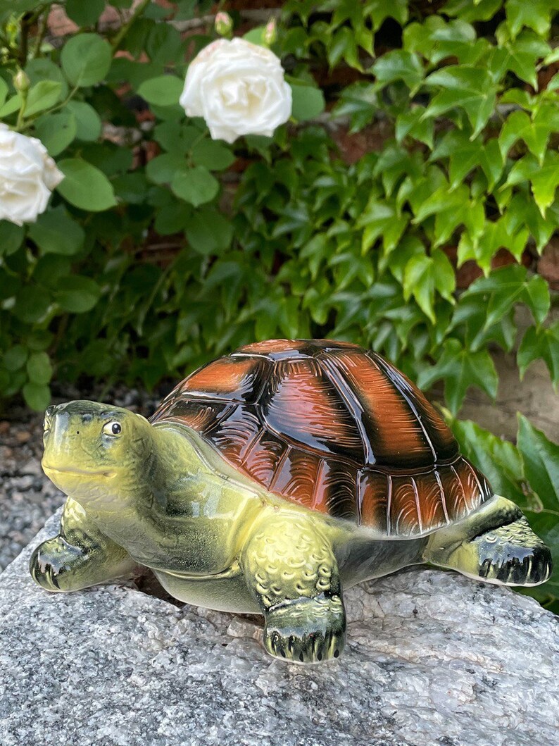 Turtle Ceramic Garden Outdoor Statue Turtle Figurine Cute Etsy