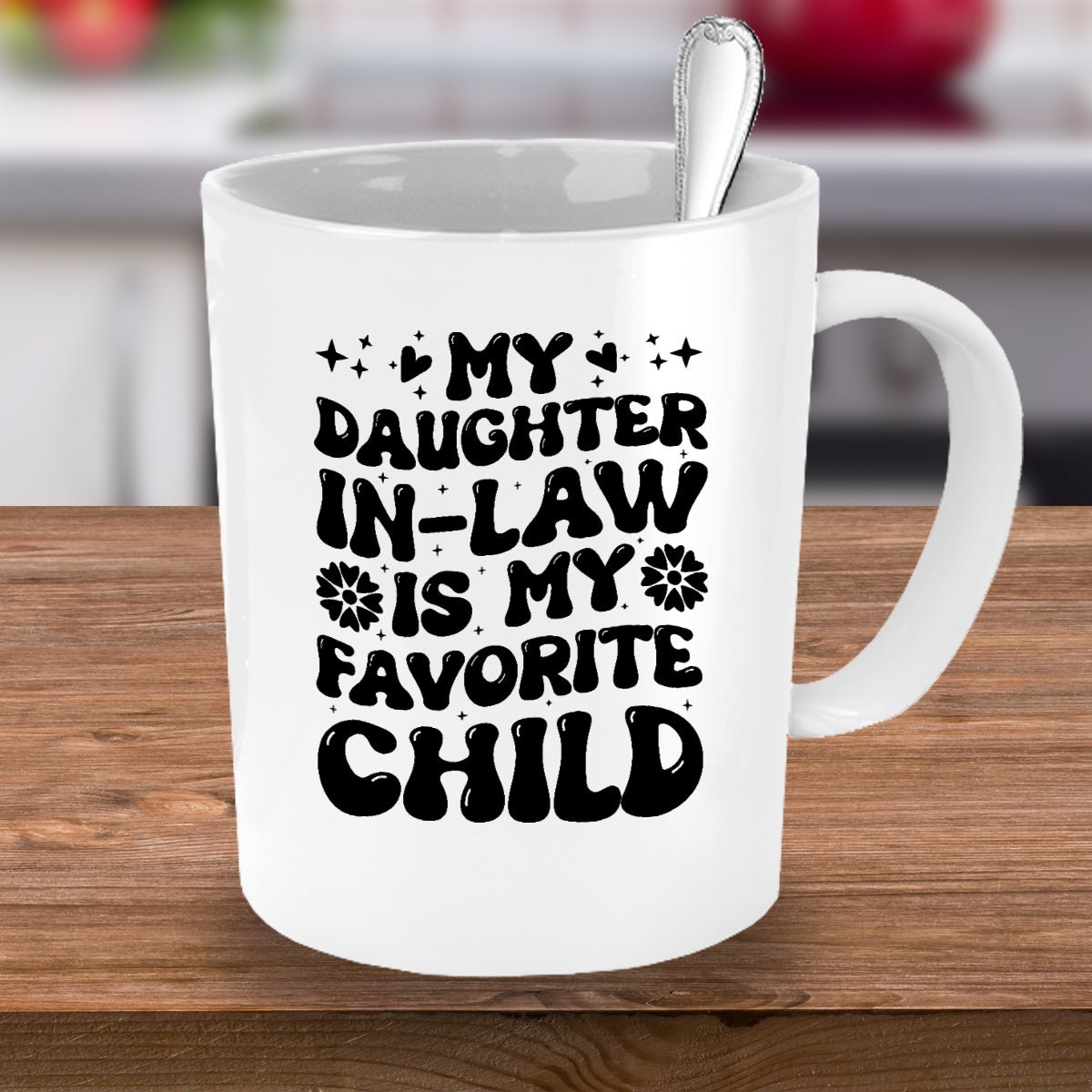 Tazza Da Caffè TODOLIA 325ml Con Scritta "My Favorite Child Would Most Definitely Be My Daughter In Law" - Regalo Divertente Per Suocera, Natale, Compleanno - Ceramica Lucida - 5