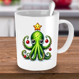 Octopus Christmas Tree, Octopus Mug, Funny Octopus Gift, Octopus Lover, Octopus Coffee Mug, Christmas Mug 2024, Coffee Mug, Tea Cup