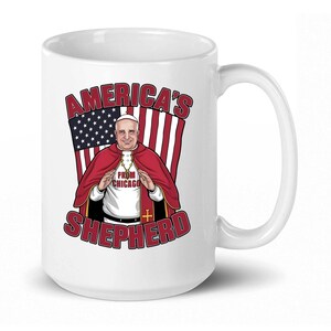 Papa americano, Papa Leão XIV, presentes do Papa Leão, canecas do Papa Leão, pastor da América, caneca do Papa Leão XIV de Chicago, Robert Prevost