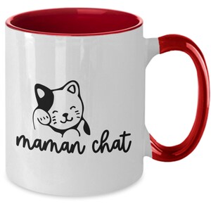 Prezent w postaci francuskiego kubka do kawy, Maman Chat, zabawny prezent francuski, prezent dla żony francusko-angielskiej matki, zabawny pomysł na prezent, Cadeau Francais, mama kota