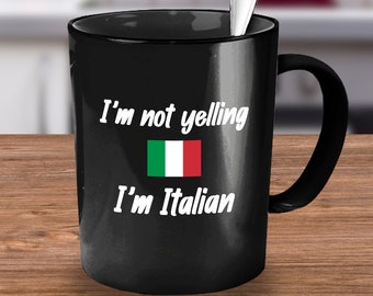 Italiaanse mok cadeau, Italië koffiemok beker, ik ben niet aan het schreeuwen dat ik Italiaans ben, grappige Italië mok, cadeau voor Italiaanse man, vrouw, vlag van Italië, Italië