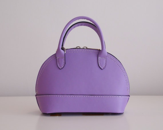 Lilac Mini Satchel Purse With Handle & Detachable Strap for 