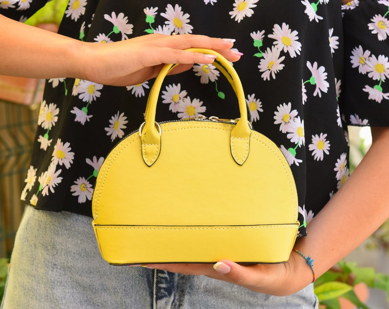 Light Yellow Crossbody Bag With Handle & Detachable Strap Etsy