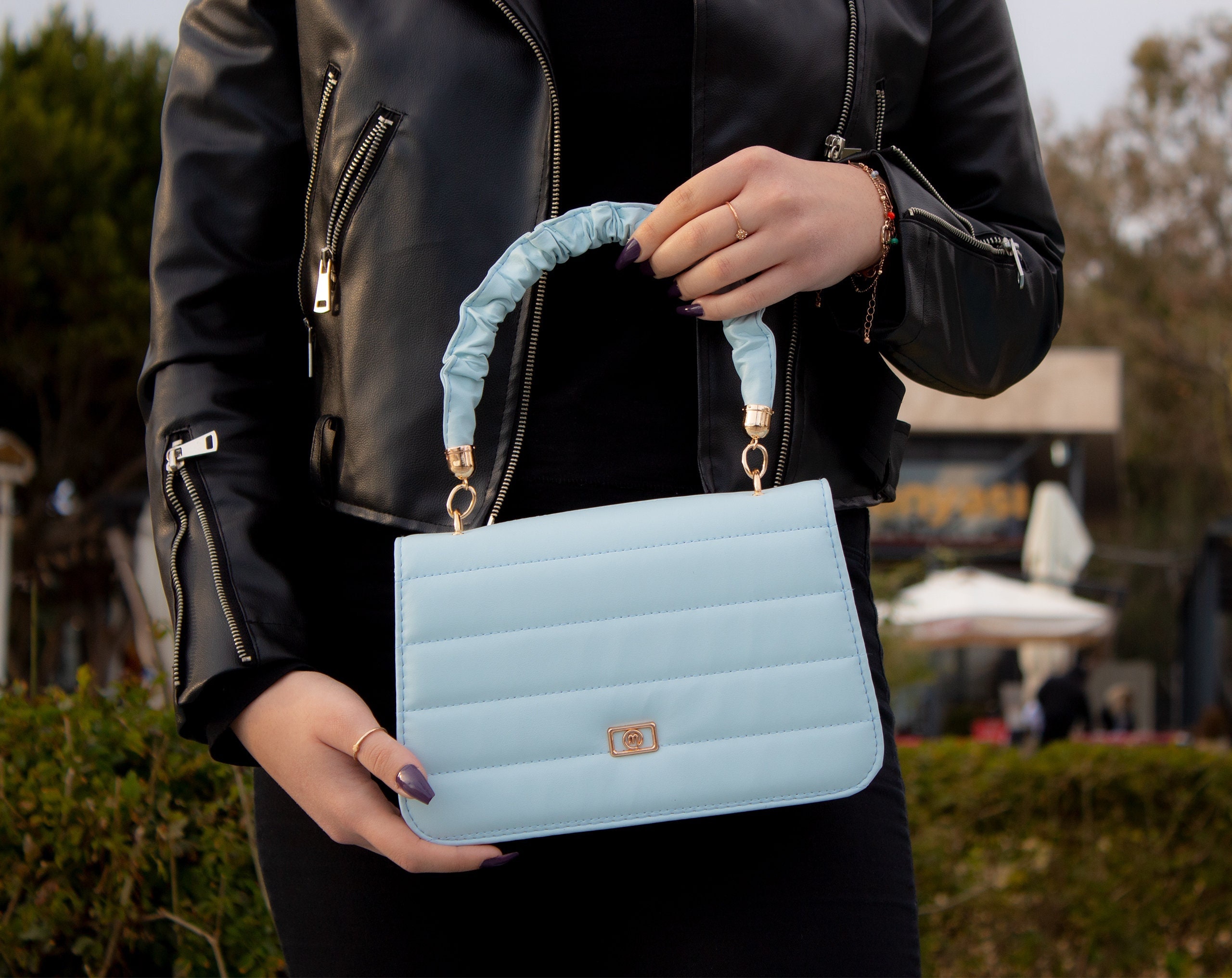 Tiffany Blue Quilted Leather Handbag