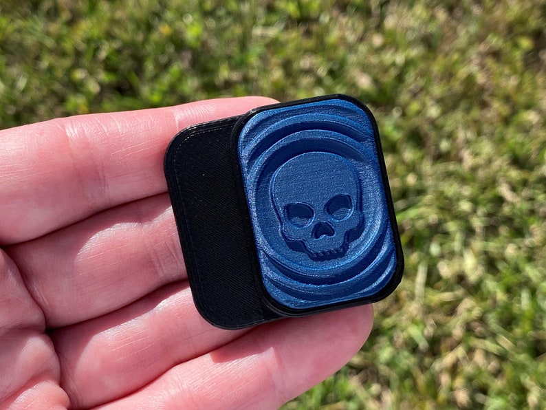 Fidget Slider (Skull) 2-Click / Haptic Slider / Fidget Clicker / EDC Gear Blue