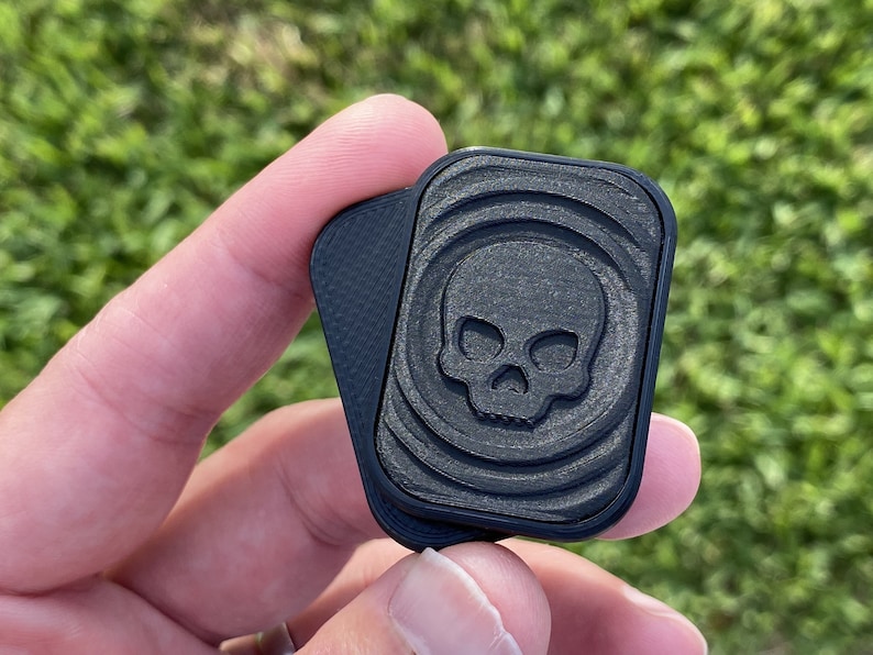 Fidget Slider (Skull) 2-Click / Haptic Slider / Fidget Clicker / EDC Gear Black