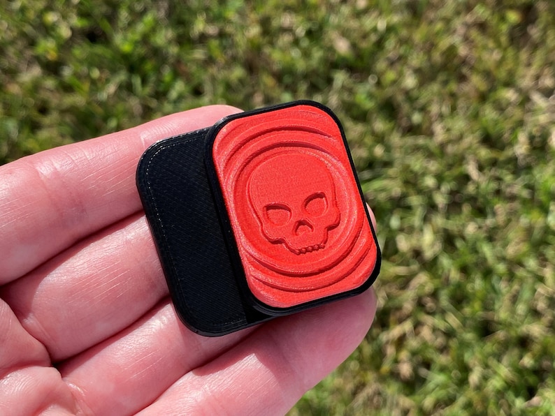Fidget Slider (Skull) 2-Click / Haptic Slider / Fidget Clicker / EDC Gear Red
