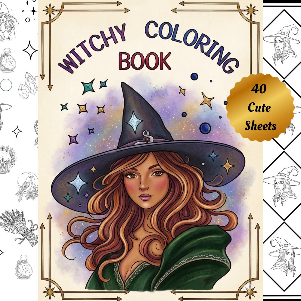 40 Witchy Colouring Book Pages (PDF and PNG Files) - Etsy