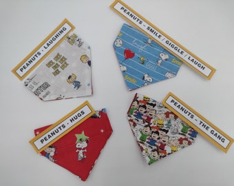 4 Pack - Peanuts / Snoopy - Pet Bandana Handmade bespoke over collar dog bandana with charitable donation on every order