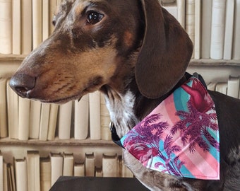 Miami Palms - Pet Bandana - Handmade bespoke over the collar dog bandana with charitable donation on every order