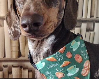 Petit Dejeuner - Pet Bandana - Handmade bespoke over the collar dog bandana with charitable donation on every order