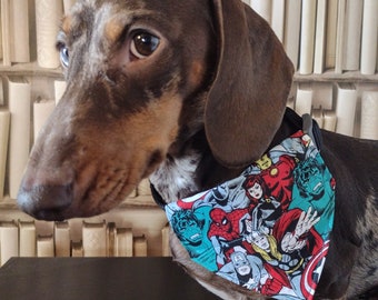 Marvel - Retro Avengers - Pet Bandana - Handmade bespoke over the collar dog bandana with charitable donation on every order