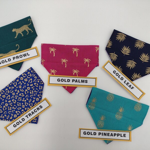 Gold Collection - 5 pack - Pet Bandana - Handmade Pet Bandana with Charitable donation on every order