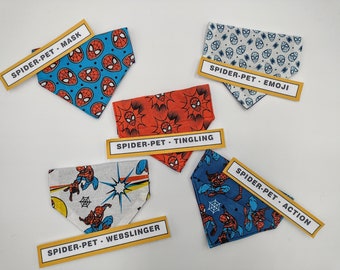 5 Pack - Spider-Pet Range - Pet Bandana - Handmade bespoke over the collar dog bandana with charitable donation on every order