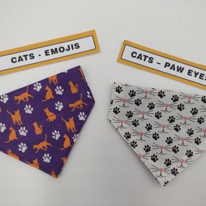 2 Pack - Cats Emoji & Cats Paw Eyes - Cat Bandana - Handmade Cat Bandana with Charitable donation on every order