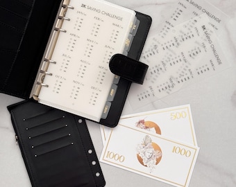 Savings Challenge Set – A6 Binder, Gold Foil Dividers, Envelopes