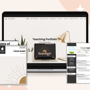 Boho | Digital Teaching Portfolio Bundle - teacher portfolio Google site, educator portfolio
