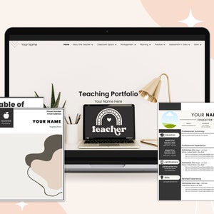 Neutral | Digital Teaching Portfolio Bundle - teacher portfolio Google site, educator portfolio