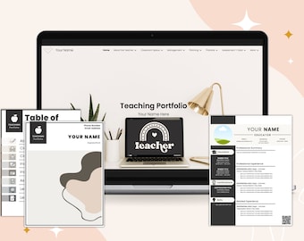 Neutral Teaching Portfolio Bundle | Digital + Print Resume (Google Slides)