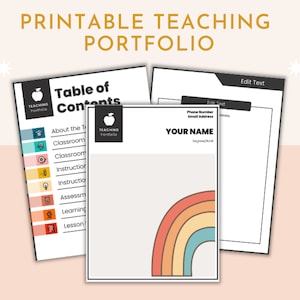 Retro | Print Digital Teaching Portfolio | PowerPoint + Google Slides - printable teaching portfolio, educator portfolio