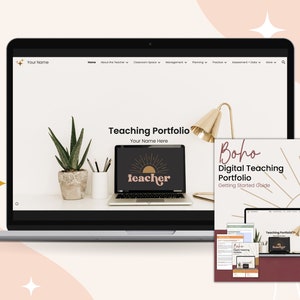 Boho | DELUXE Digital Teaching Portfolio - teacher portfolio Google site, educator portfolio