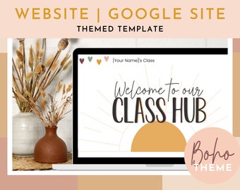 Boho Class Hub Website | Classroom Google Site, digital classroom website, class site template, teacher website