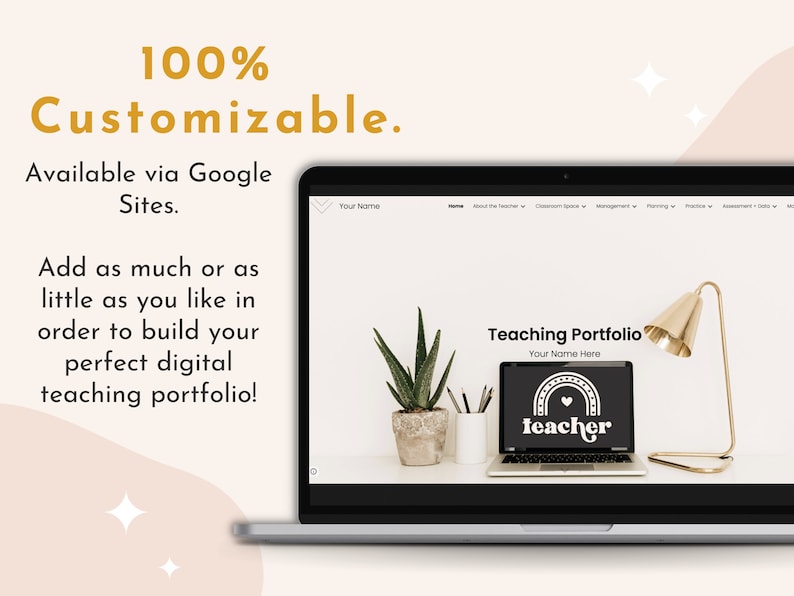 Neutral Digital Teaching Portfolio | Google Site Template (PDF Guide ...