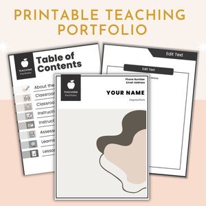 Neutral | Print Digital Teaching Portfolio | PowerPoint + Google Slides - printable teaching portfolio, educator portfolio