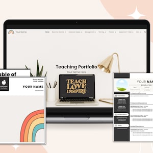 Retro | Digital Teaching Portfolio Bundle - teacher portfolio Google site, educator portfolio