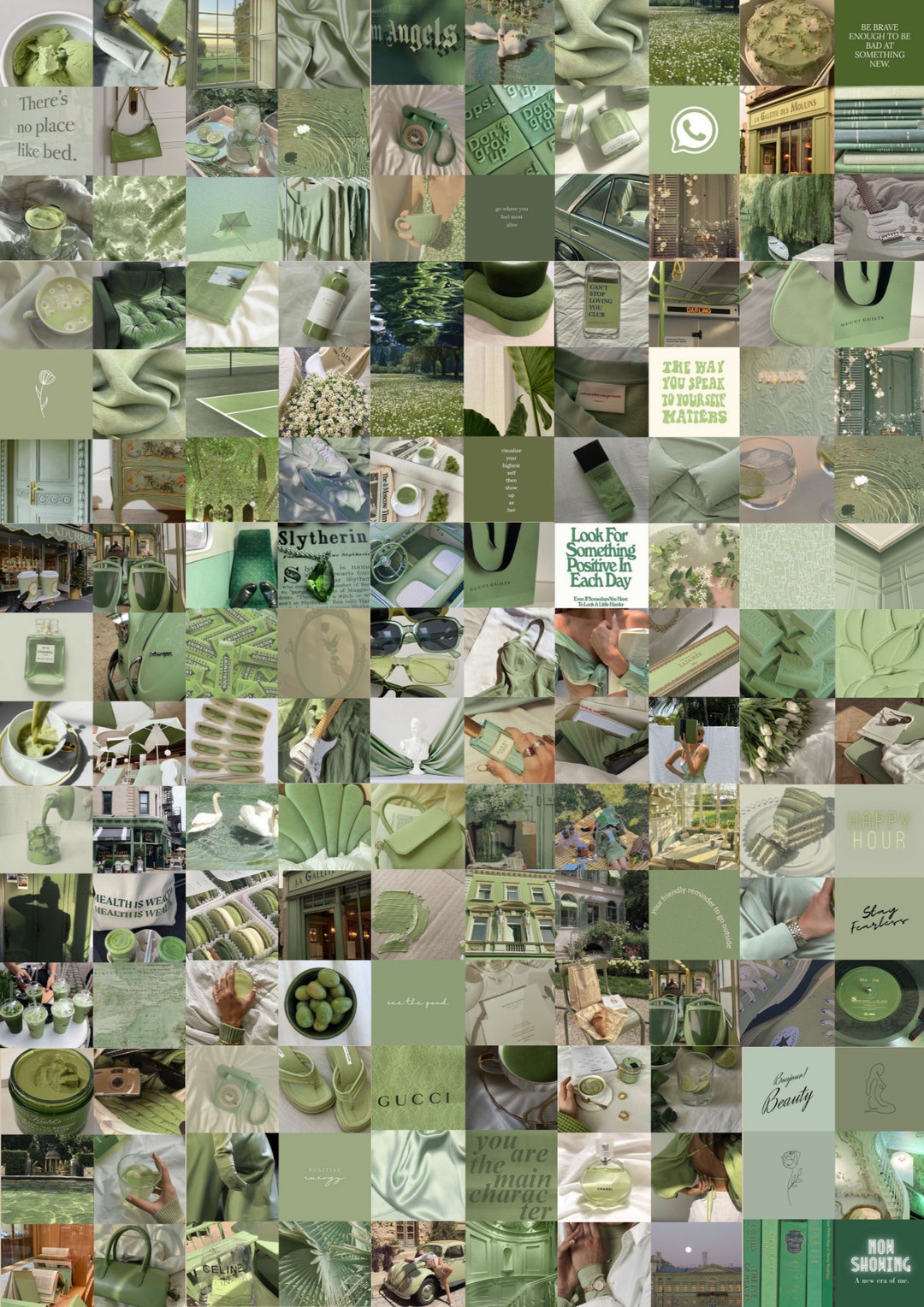 150 Sage Green Collage Wall Kit Green Aesthetic - Etsy