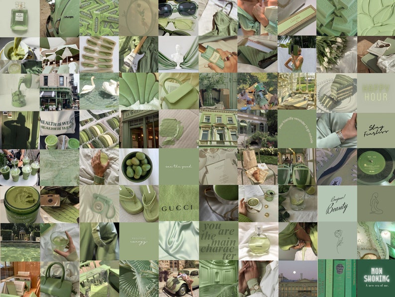 150 Sage Green Collage Wall Kit Green Aesthetic - Etsy