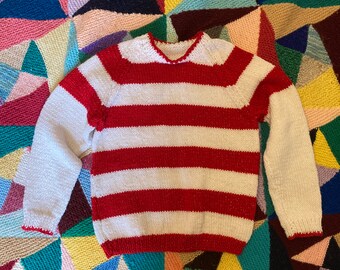 2-3 years personalised hand knitted and embroidered vintage jumper