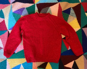 1-2 years personalised hand knitted and embroidered vintage jumper
