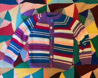 1-2 years personalised hand knitted and embroidered vintage cardigan