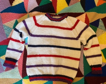 3-4 years personalised hand knitted and embroidered vintage jumper