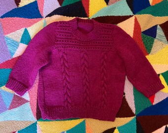 2-3 years personalised hand knitted and embroidered vintage jumper