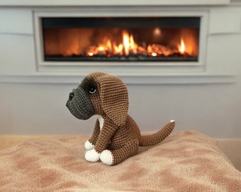 Patrón de amigurumi realista de perro bóxer: Peluche (Tutorial en PDF). Patrón de crochet de animales. Regalo hecho a mano para amantes de los perros. Cachorro adorable.