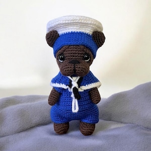 Royal Navy Crochet Pattern. PDF Tutorial. Royal Navy Sailor. Crochet Bear. Amigurumi Bear. Amigurumi Sailor. Submariner Crochet Pattern.