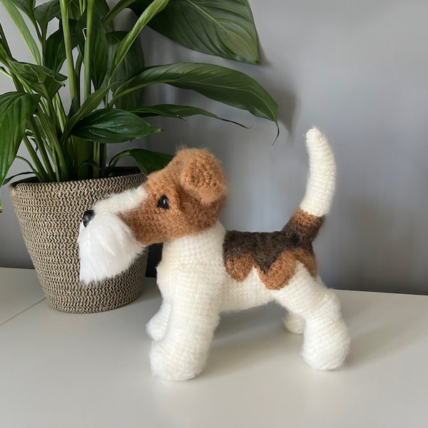 Wire Foxterrier Häkelanleitung. PDF-Anleitung. Hund Häkelanleitung. Realistische Hunde Häkelanleitung. Realistische Tier Häkelanleitung.