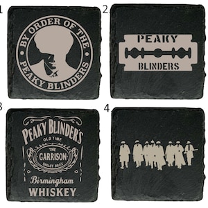 Peaky Blinders Inspired Natural Slate Coasters - Shelby Square or Round Great Gift