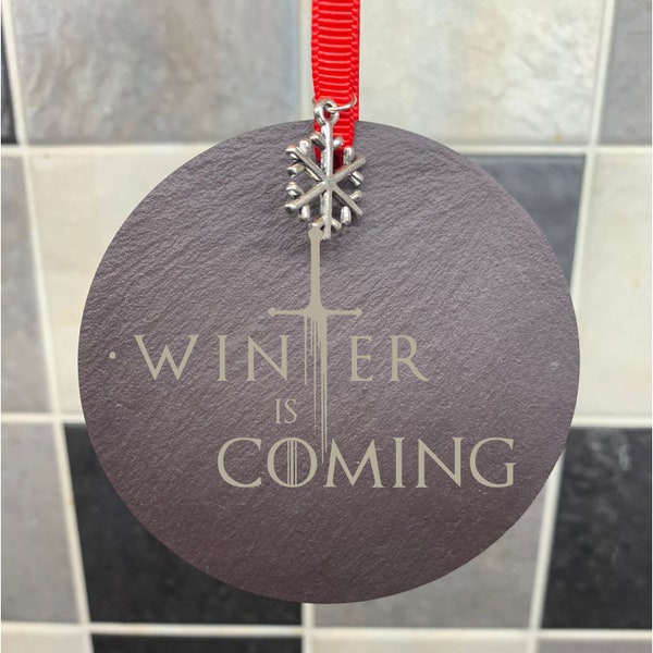 Winter Is Coming Game Of Thrones Christmas Tree Bauble Decorations Natural Slate