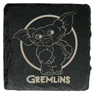 Gremlins Gizmo Coaster Natural Slate Retro Gift Christmas Birthday