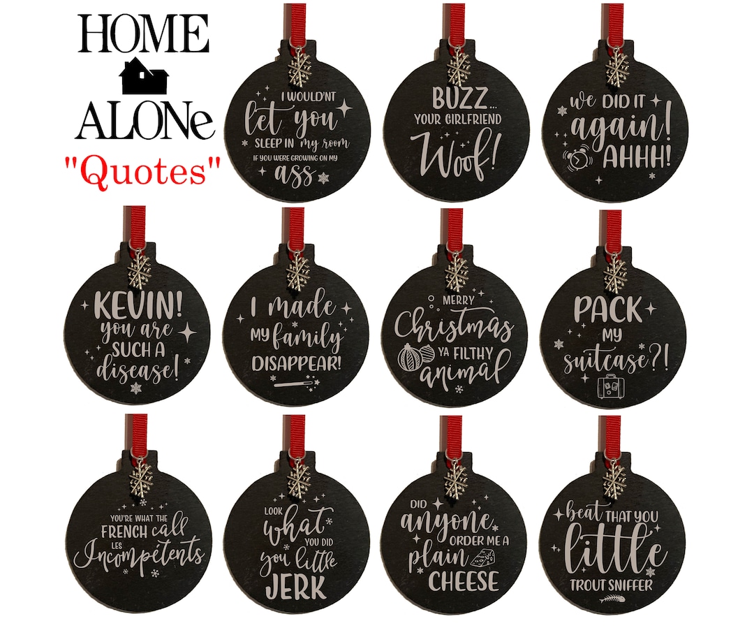 Home Alone Quotes Christmas Tree Bauble Decorations Natural Slate