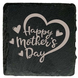 Happy Mother&#39;s Day Natural Slate Coaster - Mum Mom Mommy Mummy Nan Nanna Gran Grandma Step Mum - Great Mothers Day Gift