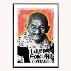 Gandhi illustration poster , Wall Art Printing Poster Illustration Print Drawings Graphic Design Art Work Home Decor