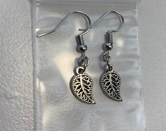 Dangling Silver Leaf Earrings